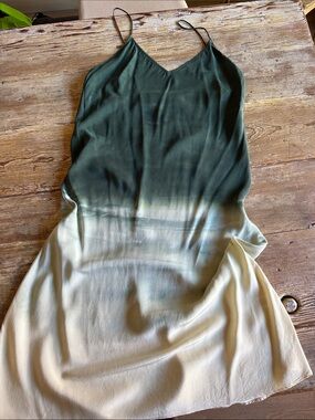 Amanda Bond Olive to Cream Ombre Slip Midi Dress